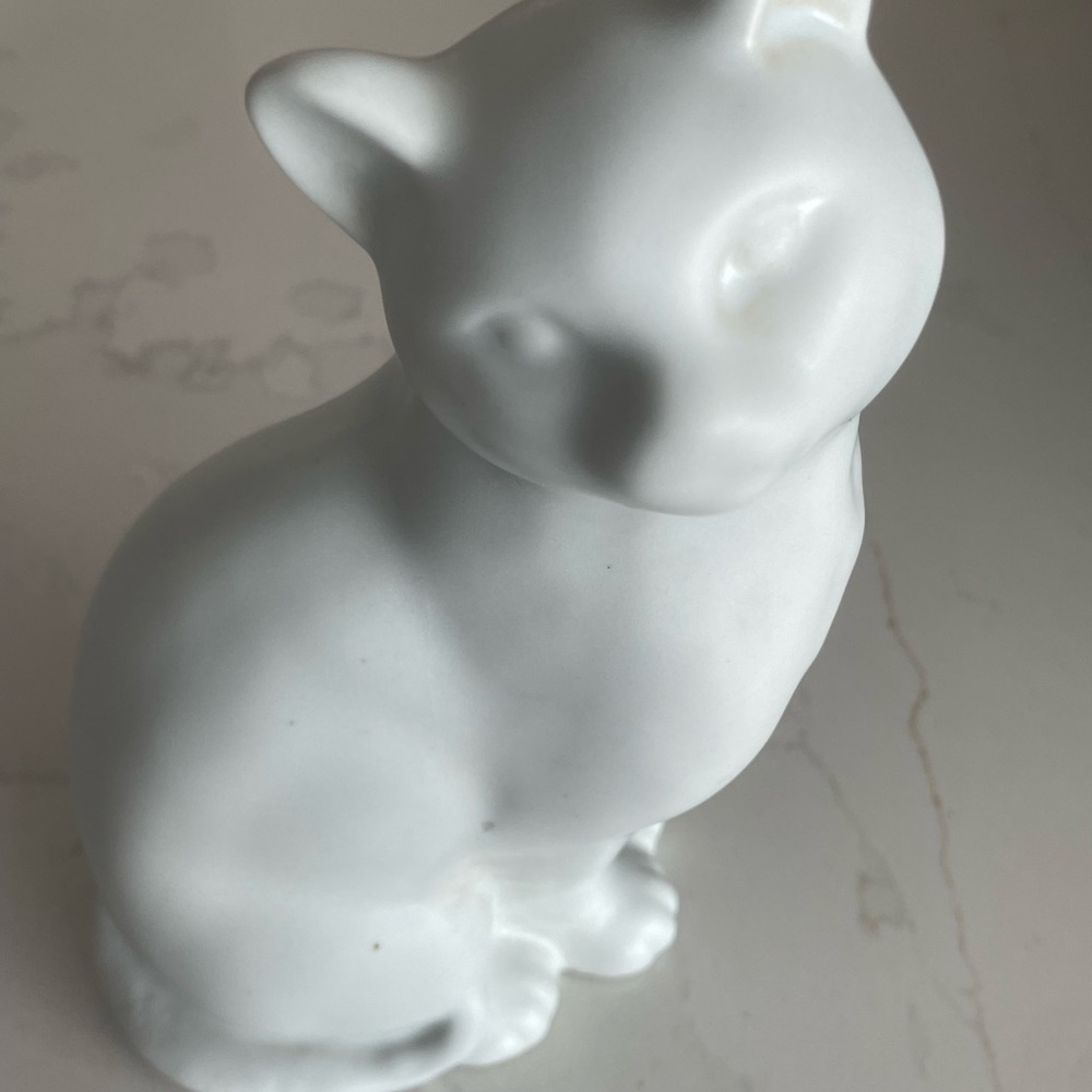 Vintage White Porcelain Cat Figurine by SCF